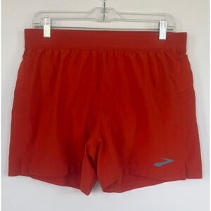 Brooks Sherpa 5 Inch Running Shorts Mens Medium Orange Red Athletic Workout
